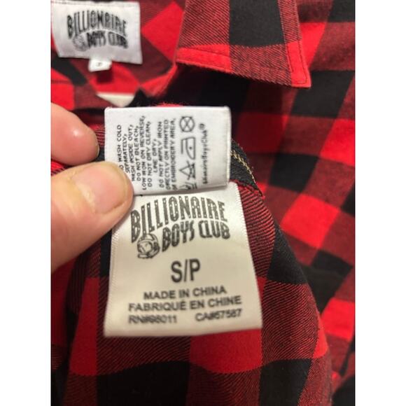 Billionaire Boys Club Buffalo Plaid Red Black Checked Button Up Men's Size Small - Picture 8 of 10
